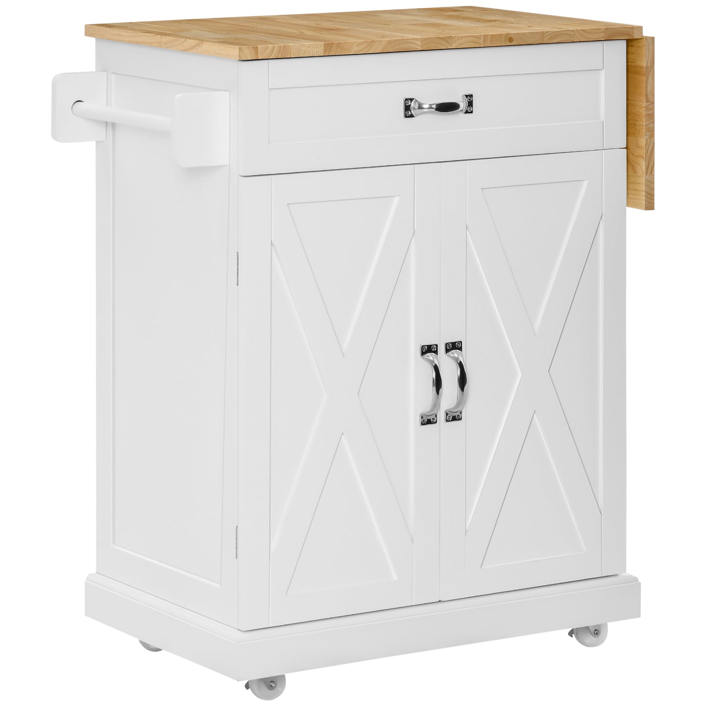 HOMCOM Versatile Valet: Foldable Kitchen Island Cart with Storage Drawer, Drop-Leaf Top, Rolling Coffee Bar Utility, Sleek Design | Dipra Home