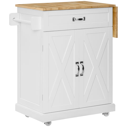 HOMCOM Versatile Valet: Foldable Kitchen Island Cart with Storage Drawer, Drop-Leaf Top, Rolling Coffee Bar Utility, Sleek Design | Dipra Home