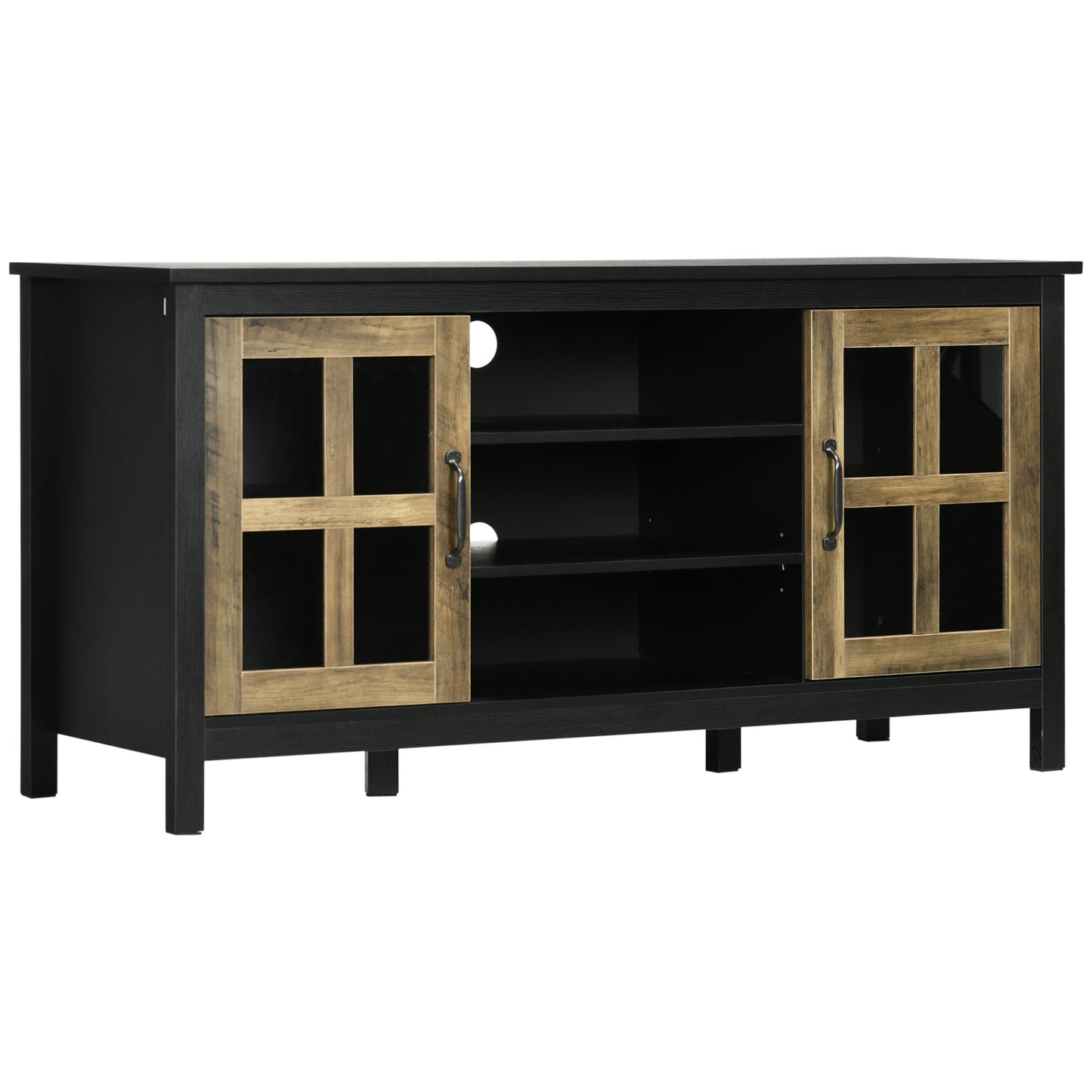 HOMCOM Sleek Entertainment Hub: Black TV Cabinet for 55" TVs, Adjustable Shelves, Living Room Centerpiece | Dipra Home