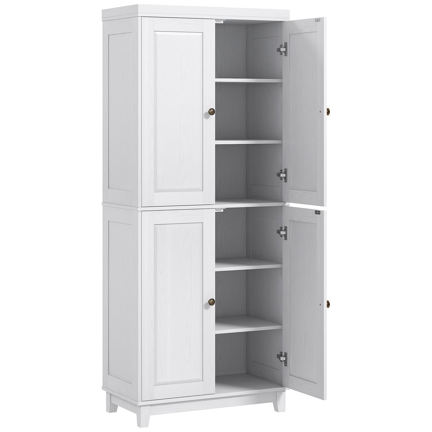 HOMCOM 72.5" Tall White Pantry Cabinet: 4 Door Kitchen Storage with Adjustable Shelves for Optimized Dining Space | Dipra Home