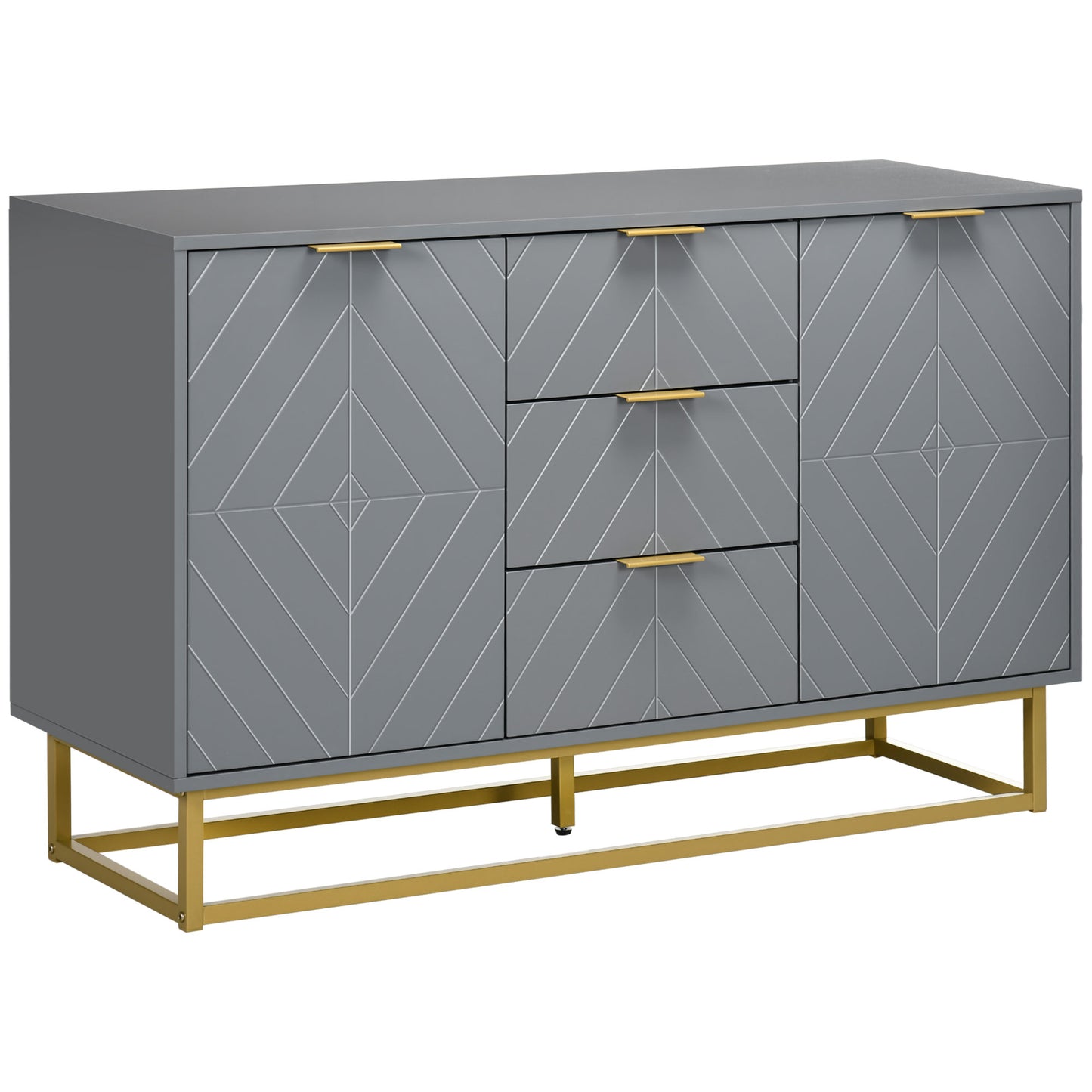 HOMCOM Contemporary 3-Drawer Storage Cabinet Sideboard Metal Handles Freestanding Dresser Dining Room Grey | Dipra Home