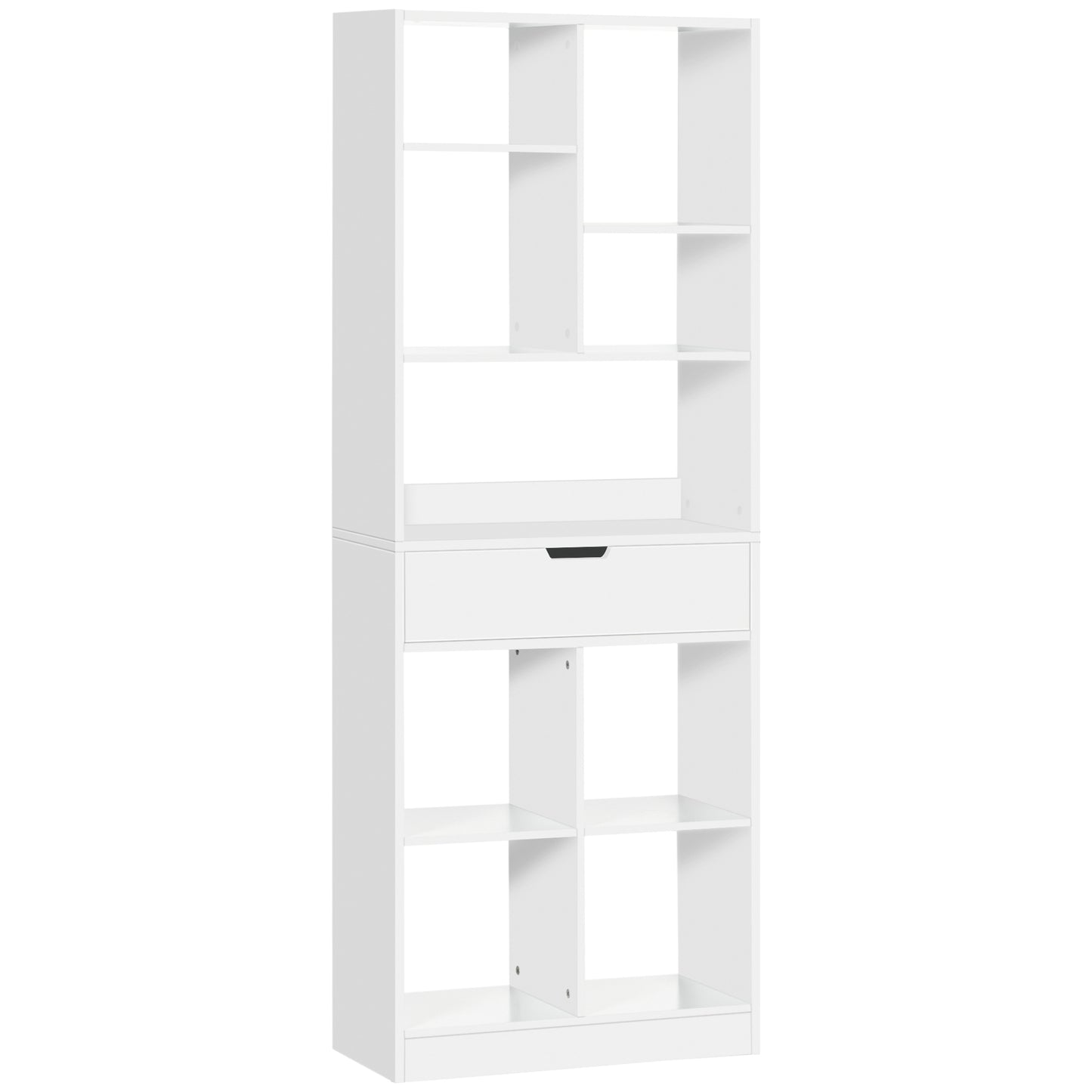 HOMCOM Freestanding Wooden Bookshelf Bookcase with Drawer, Display Shelf Storage Unit for Home Office, White Finish | Dipra Home