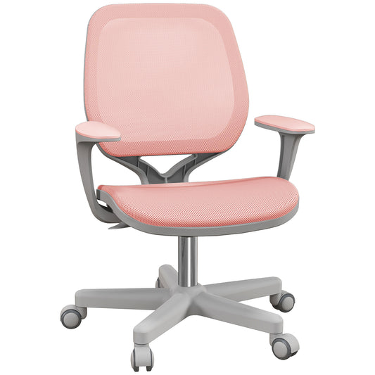 Vinsetto Small Office Chair Mesh Back Swivel Castors Arm Pink | Dipra Home