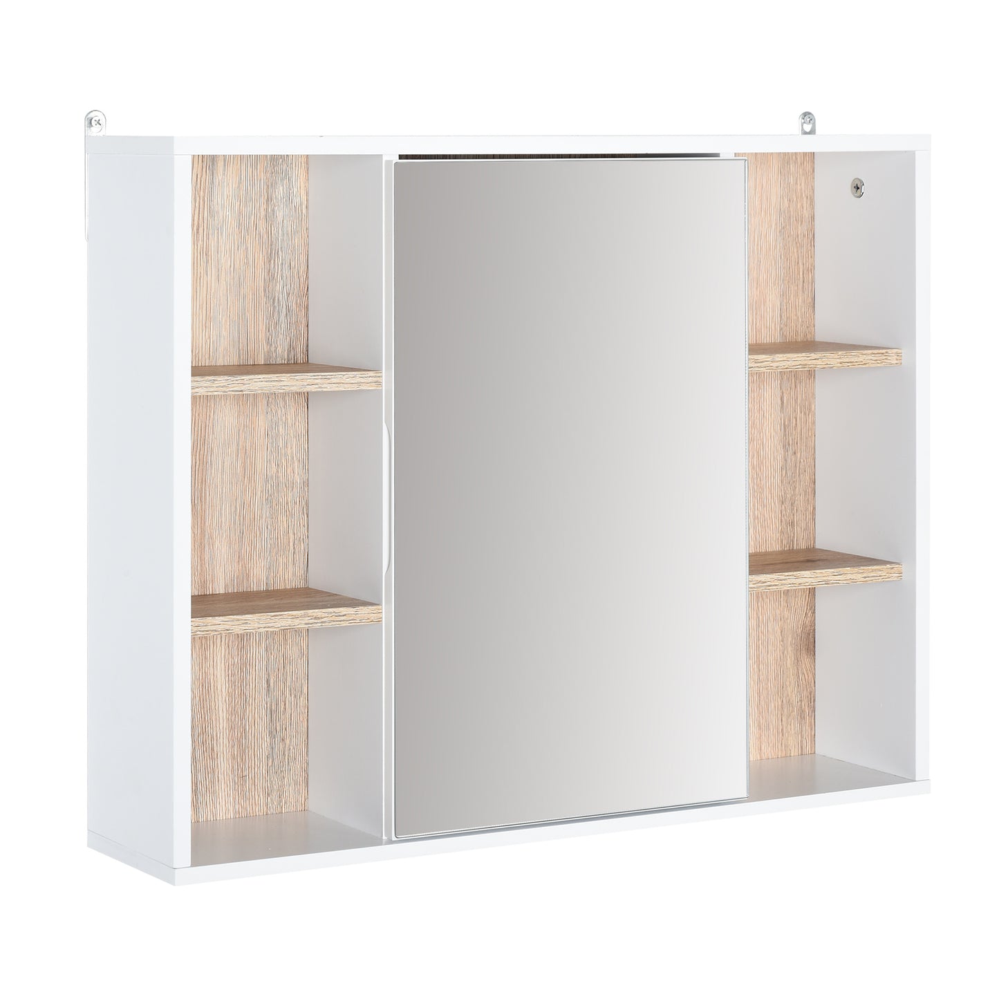 HOMCOM White Oak Over Toilet Cabinet: Wall Mounted Bathroom Storage with Mirrored Door for Organized Essentials | Dipra Home