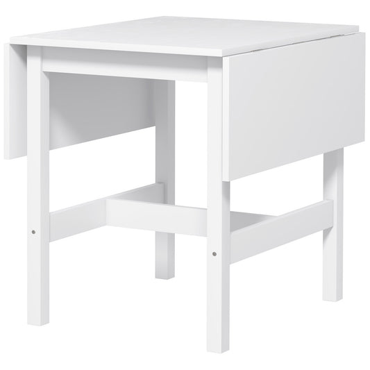 HOMCOM Solid Wood Kitchen Table, Farmhouse Drop Leaf Tables for Small Spaces, Folding Dining Table, White | Dipra Home