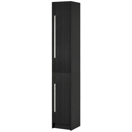 HOMCOM Freestanding Tall Bathroom Storage Cabinet with Adjustable Shelves, Bathroom Organizer, Black Wood Grain | Dipra Home