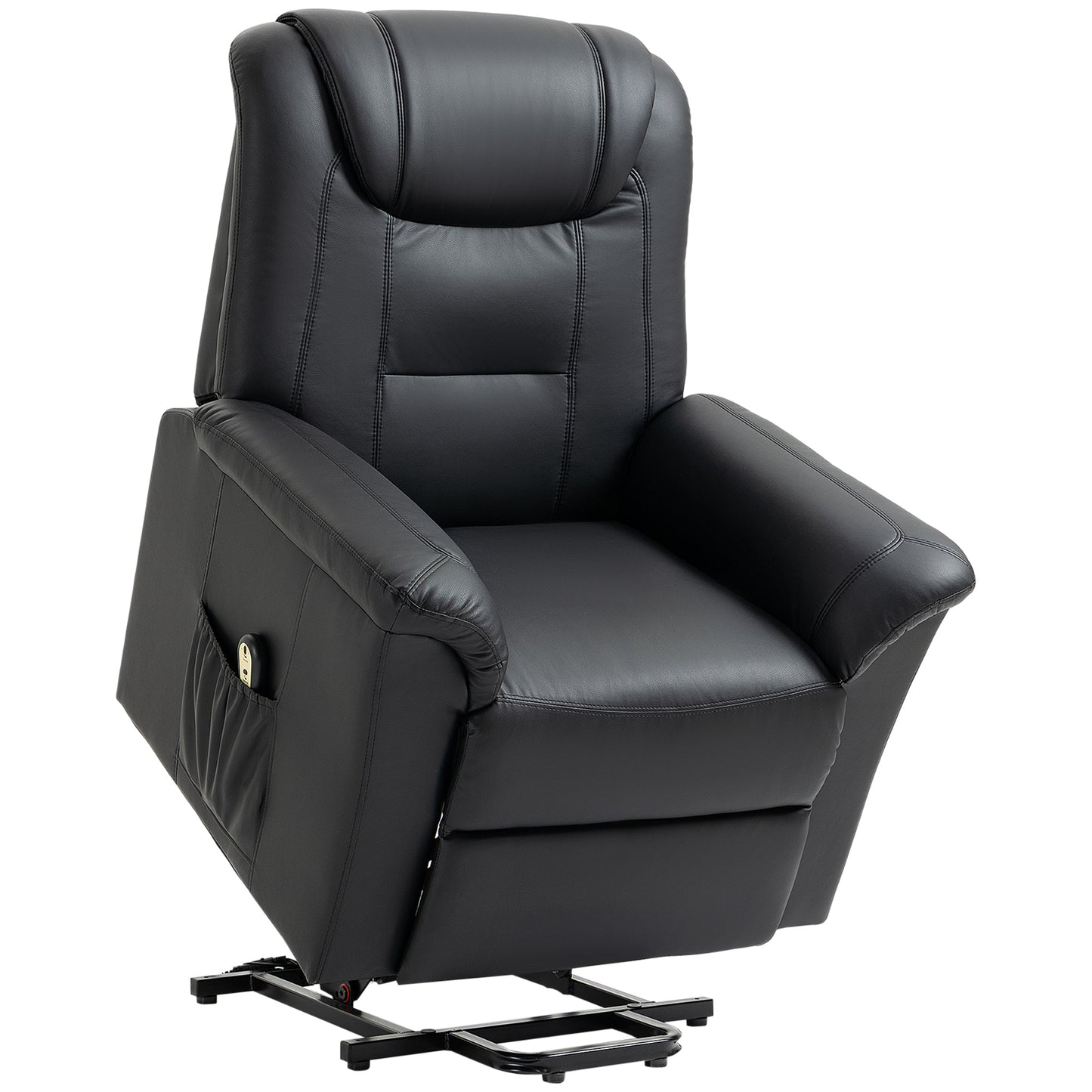 HOMCOM Electric Power Lift Recliner for Seniors PU Leather Sofa with Footrest Remote Black Living Room | Dipra Home