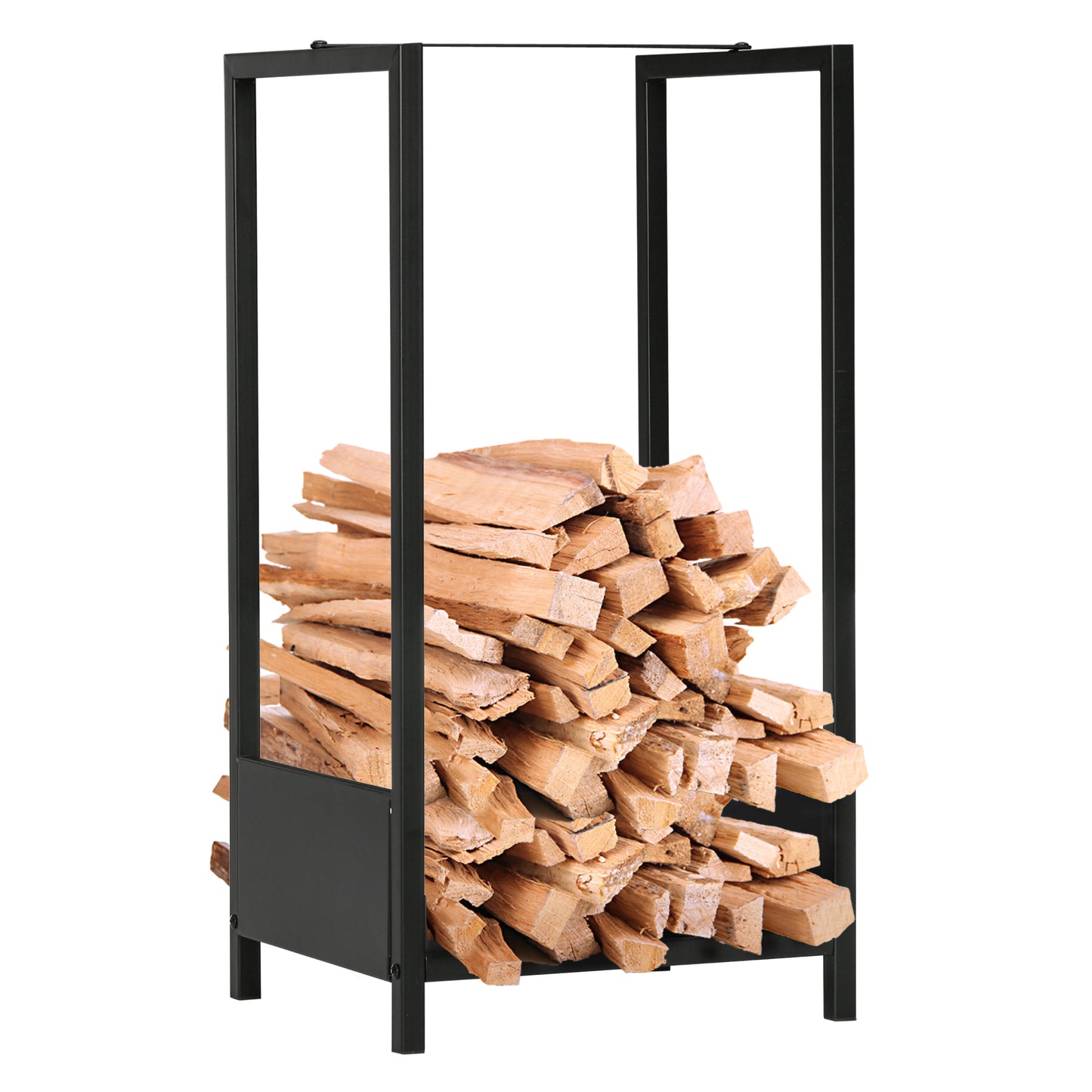 Outsunny Compact Firewood Rack, Indoor/Outdoor Log Holder, Space-Saving Wood Storage Stacker, 15.4" x 13.8" x 29.9", Sleek Black Design | Dipra Home