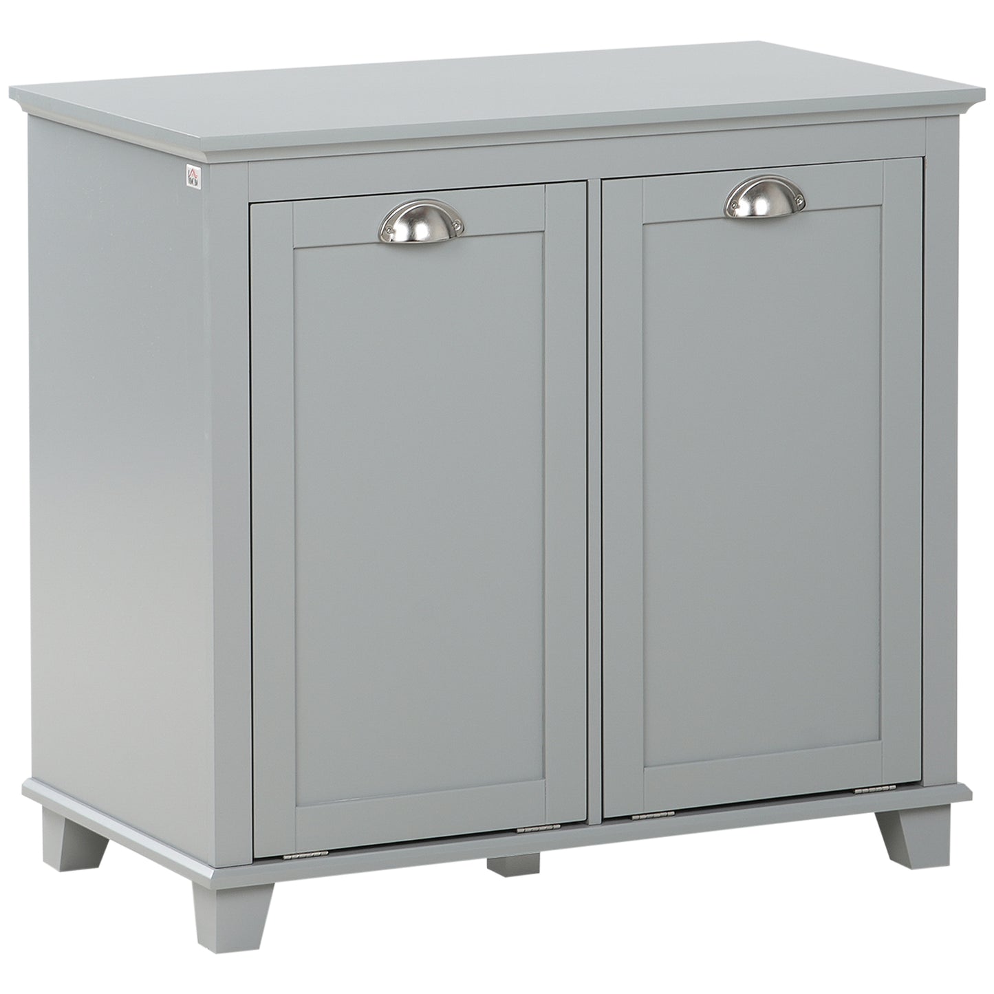 HOMCOM Bathroom Laundry Storage Cabinet: Tilt-out Hamper Organizer, Two-Compartment, Grey | Dipra Home