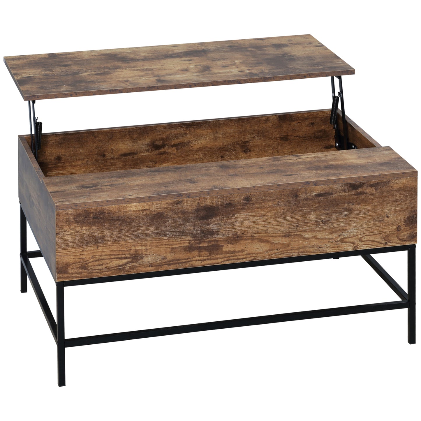 HOMCOM Rustic Brown Lift Top Coffee Table: Center Table with Hidden Storage Compartment for Living Room | Dipra Home