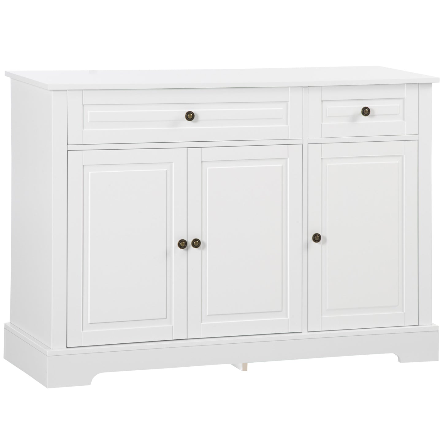 HOMCOM Modern Sideboard Cabinet Buffet Cabinet 2 Drawers Adjustable Shelves Buffets Tables Dining Room White Furniture | Dipra Home