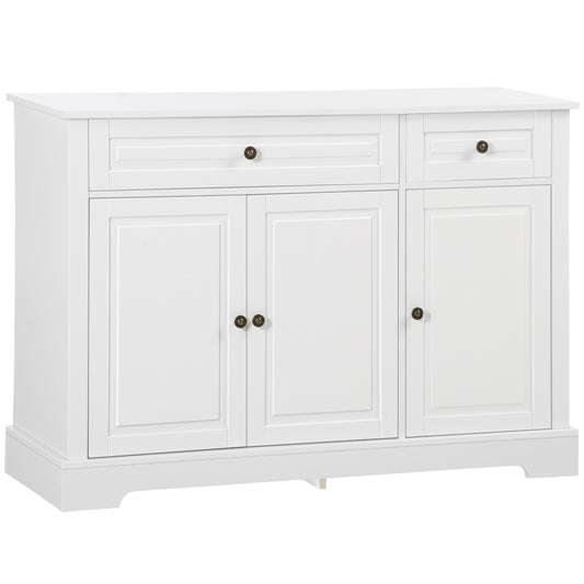 HOMCOM Modern Sideboard Cabinet Buffet Cabinet 2 Drawers Adjustable Shelves Buffets Tables Dining Room White Furniture | Dipra Home