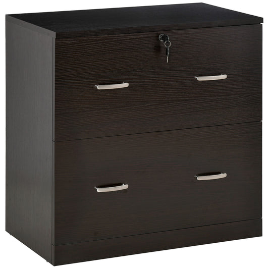 Vinsetto Secure Vertical File: 2 Locking Drawers with Hanging Rails for A4 Home Office Document Organization, Espresso | Dipra Home