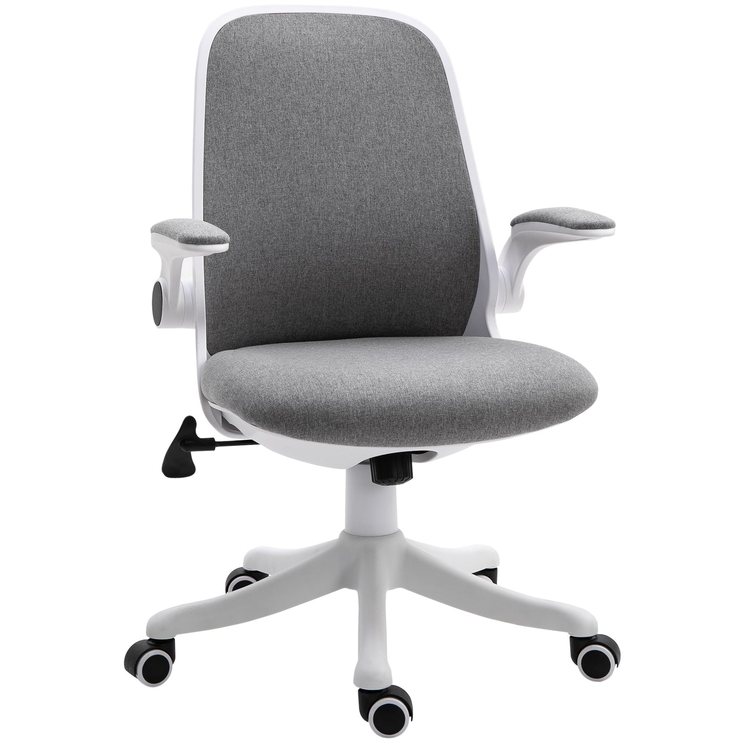 Vinsetto Breathable Fabric Office Chair: 360° Swivel Task Chair, Flip-up Arms, Adjustable Height Desk Chair, Grey | Dipra Home