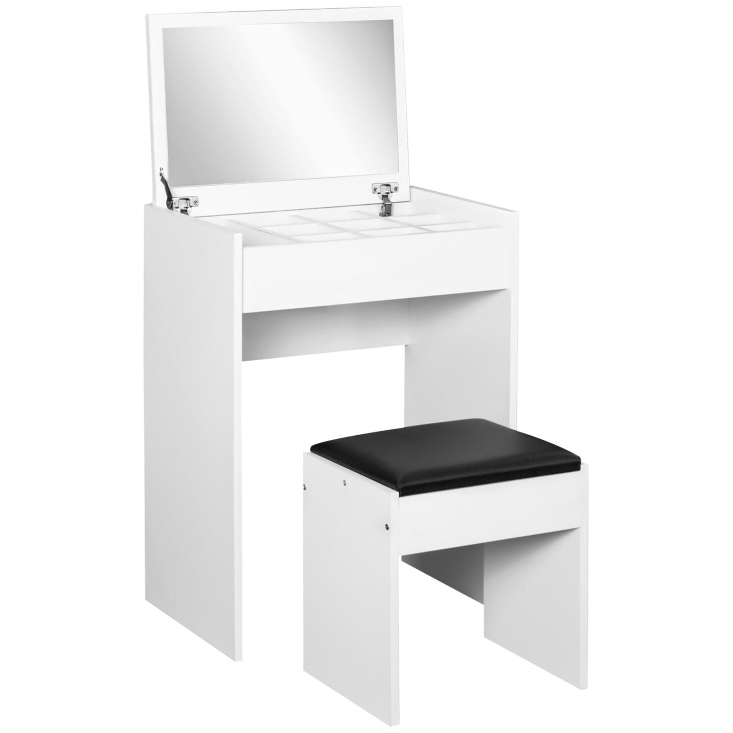 Homcom White Makeup Vanity Dressing Table With Mirror Vanity Set Stool Set Makeup Desk With Flip Top Bedroom Furniture White | Dipra Home