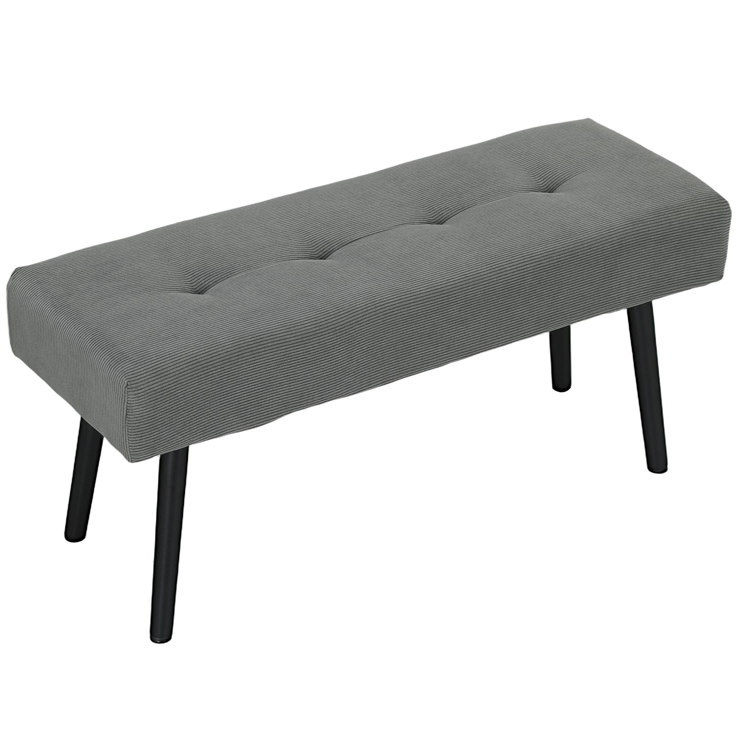 HOMCOM 39" Upholstered Ottoman Bench, Corduroy Entryway Bedroom Bench with Padded Seat and Steel Legs for Bedroom, Grey | Dipra Home