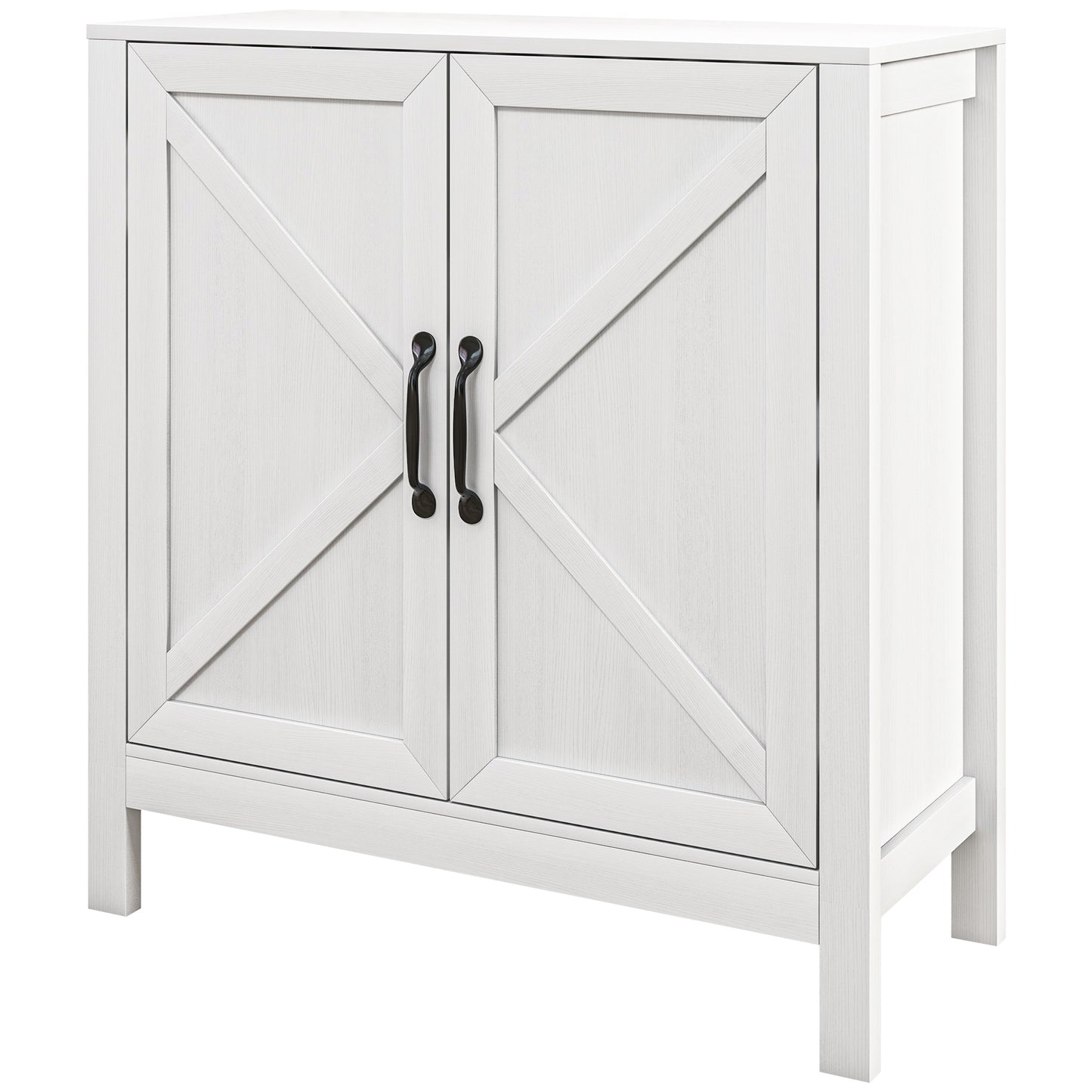 HOMCOM Sideboard Buffet, Kitchen Storage Cabinet with Barn Door and Adjustable Shelves, Storage Pantry, White Wood Grain | Dipra Home