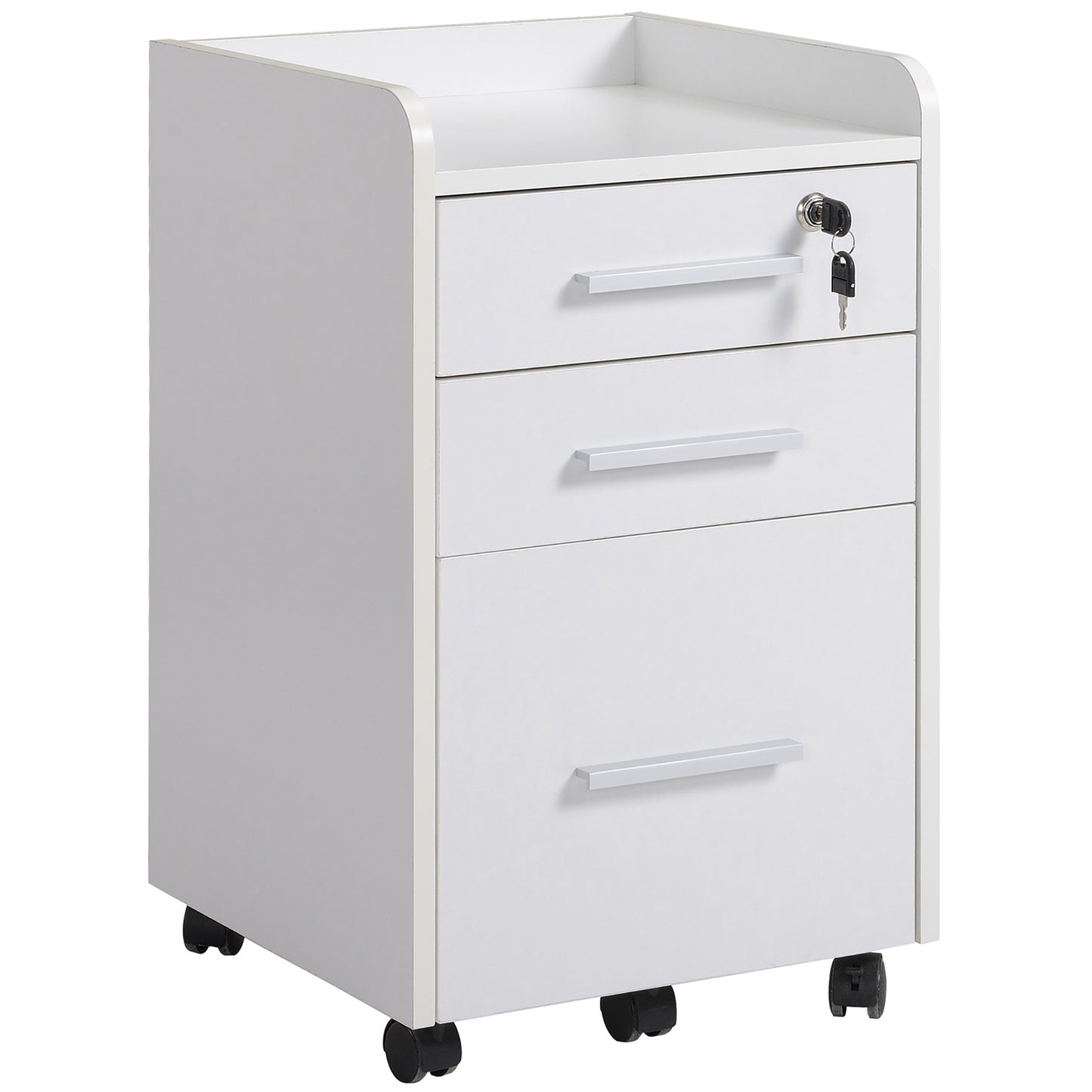 HOMCOM Mobile Filing Cabinet: 3-Drawer Vertical Unit with Lock & Wheels for Letter/Legal Docs, White | Dipra Home