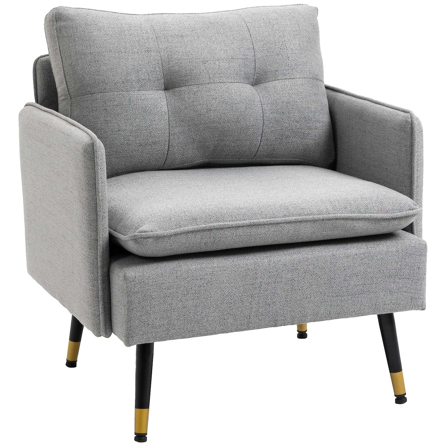 HOMCOM Upholstered Armchair: Tufted Backrest for Stylish Relaxation, Slate Grey | Dipra Home