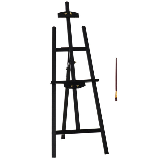 HOMCOM Art Easel Stand 55" Beech Wood Adjustable Folding Tilts 90° Sturdy Material Black Artist Studio | Dipra Home