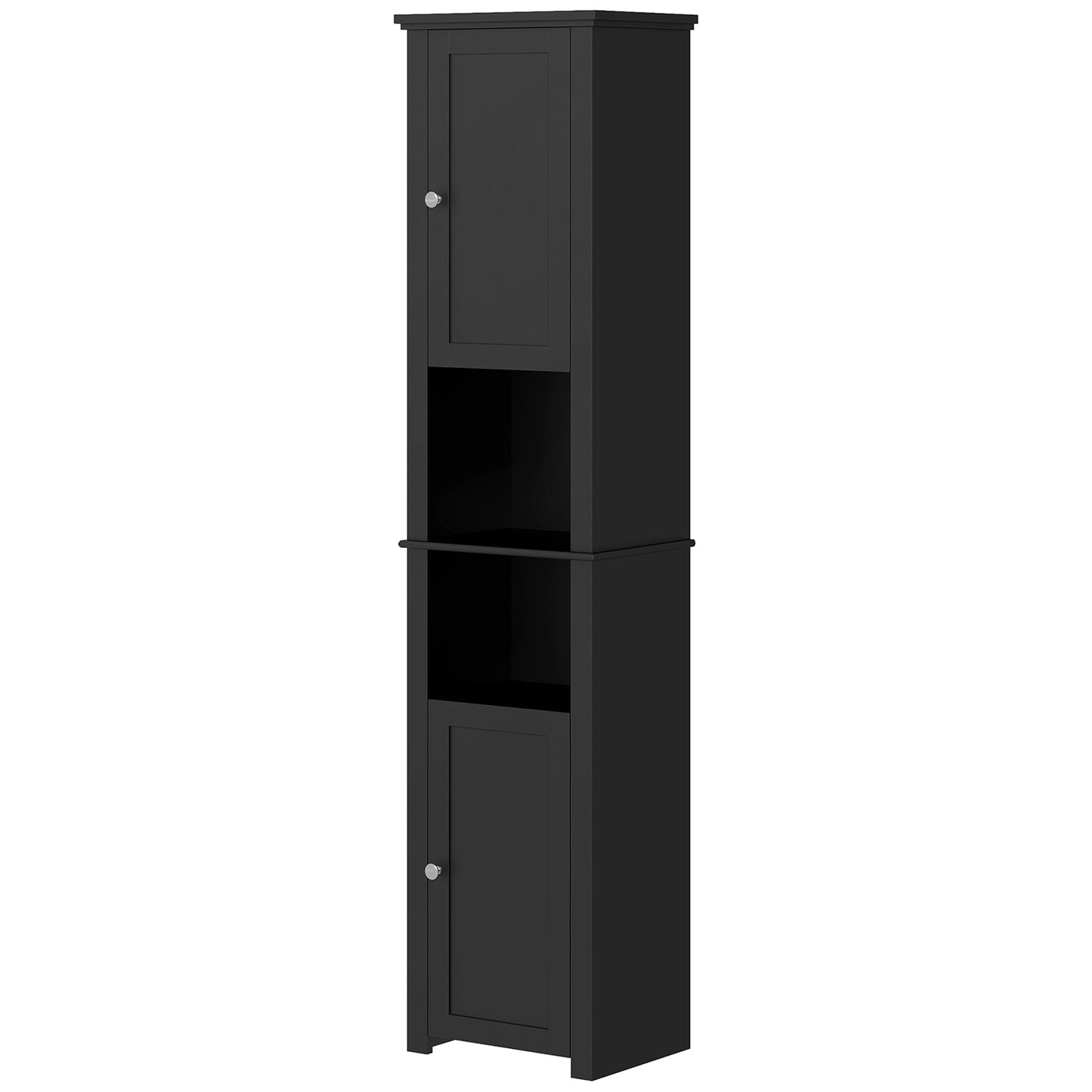 HOMCOM Tall Medicine Cabinet, Freestanding Bathroom Storage Cabinet with Shelves and 2 Cupboards, Bathroom Organizer, Black | Dipra Home