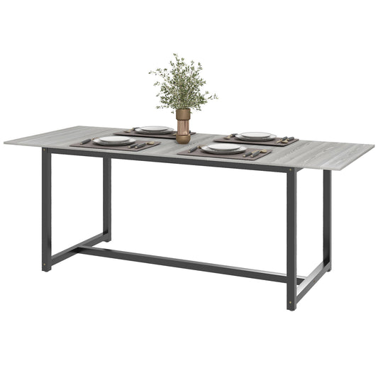 HOMCOM 63"-79" Collapsible Dining Table for 2-4, Foldable Kitchen Table with Steel Frame for Dining Room, Grey Wood Grain | Dipra Home