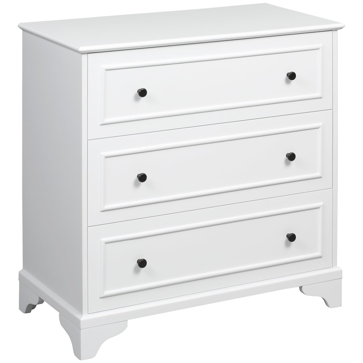 HOMCOM Elegant 3-Drawer Dresser Storage Tower Cabinet for Bedroom Hallway Modern Chest of Drawers White | Dipra Home