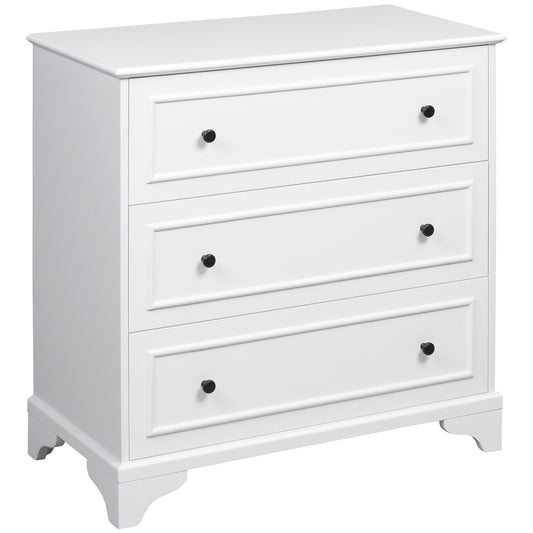 HOMCOM Elegant 3-Drawer Dresser Storage Tower Cabinet for Bedroom Hallway Modern Chest of Drawers White | Dipra Home