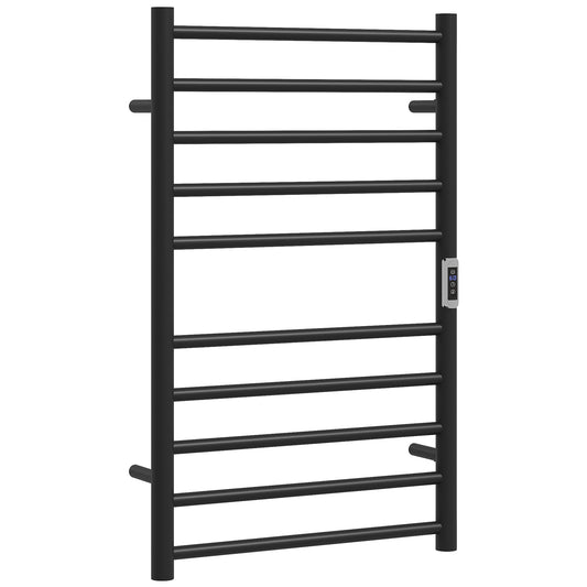 HOMCOM 10-Bar Heated Towel Rack: Wall-Mounted Electric Towel Warmer with Timer & Adjustable Temperature | Dipra Home