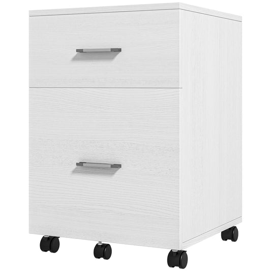 Vinsetto Vertical File Cart: 2 Drawers on Wheels for Legal/Letter Documents & Mobile Home Office Organization, White | Dipra Home