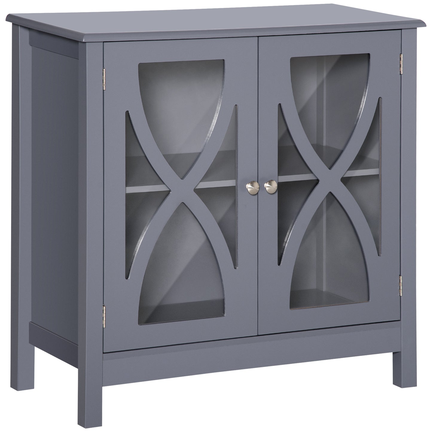 HOMCOM Dining Delight: Kitchen Sideboard w/ Glass Door, Buffet Cabinet, Accent Cupboard, Adjustable Shelf for Dining Living Room, Grey | Dipra Home