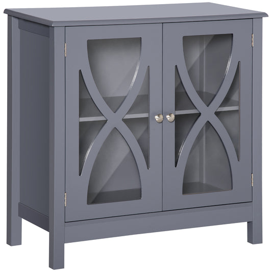 HOMCOM Dining Delight: Kitchen Sideboard w/ Glass Door, Buffet Cabinet, Accent Cupboard, Adjustable Shelf for Dining Living Room, Grey | Dipra Home