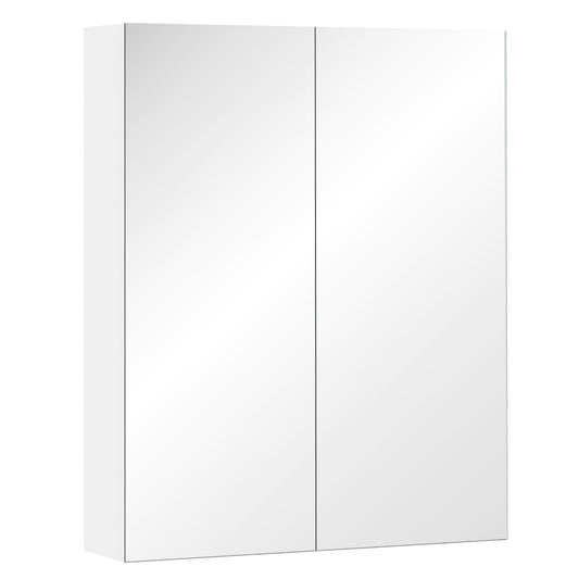 HOMCOM White Over Toilet Cabinet: Wall Mounted Bathroom Storage with Mirror & Adjustable Shelf Behind Double Doors | Dipra Home