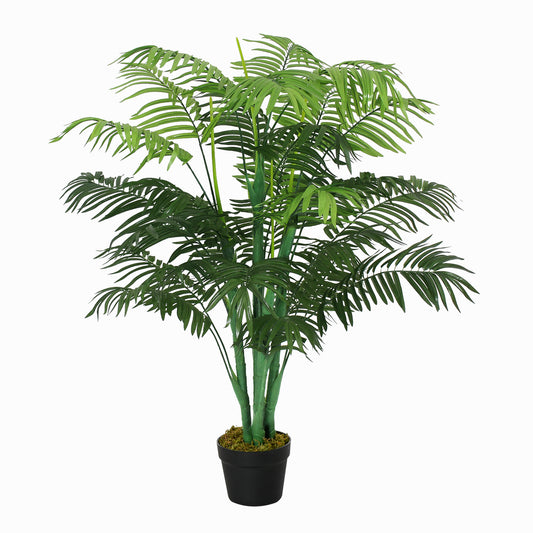 Outsunny 4FT Artificial Palm Tree: Faux Plant with 18 Leaves in Nursery Pot for Indoor Outdoor Greenery Decor | Dipra Home