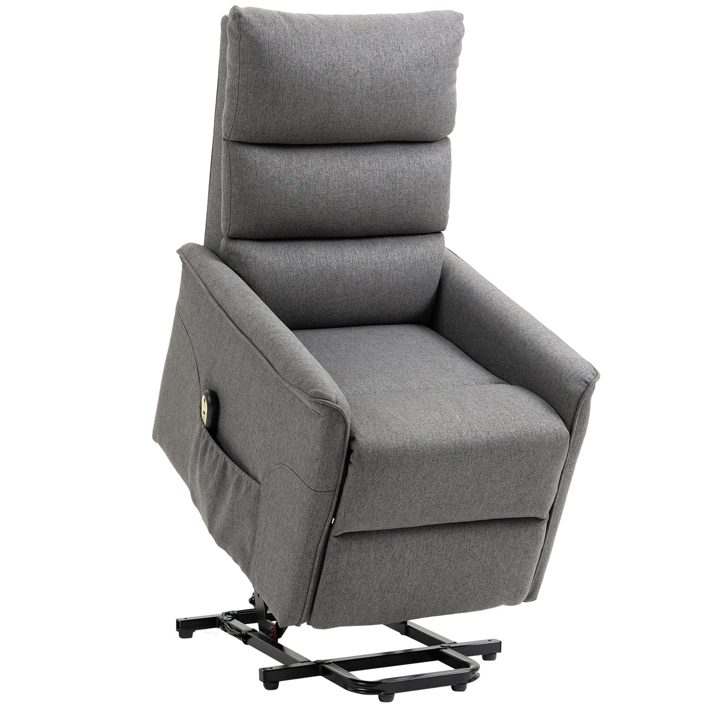 HOMCOM Power Lift Recliner Chair for Elderly with Remote Control Side Pockets Dark Grey Living Room | Dipra Home