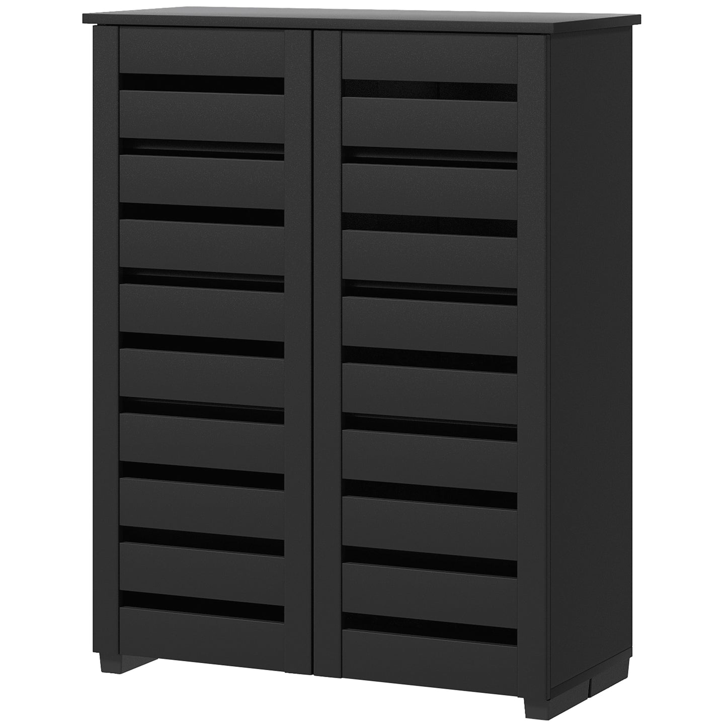 HOMCOM Shoe Storage Cabinet, Shoe Cabinet with 2 Slatted Doors for 15 Pairs of Shoes, Black | Dipra Home