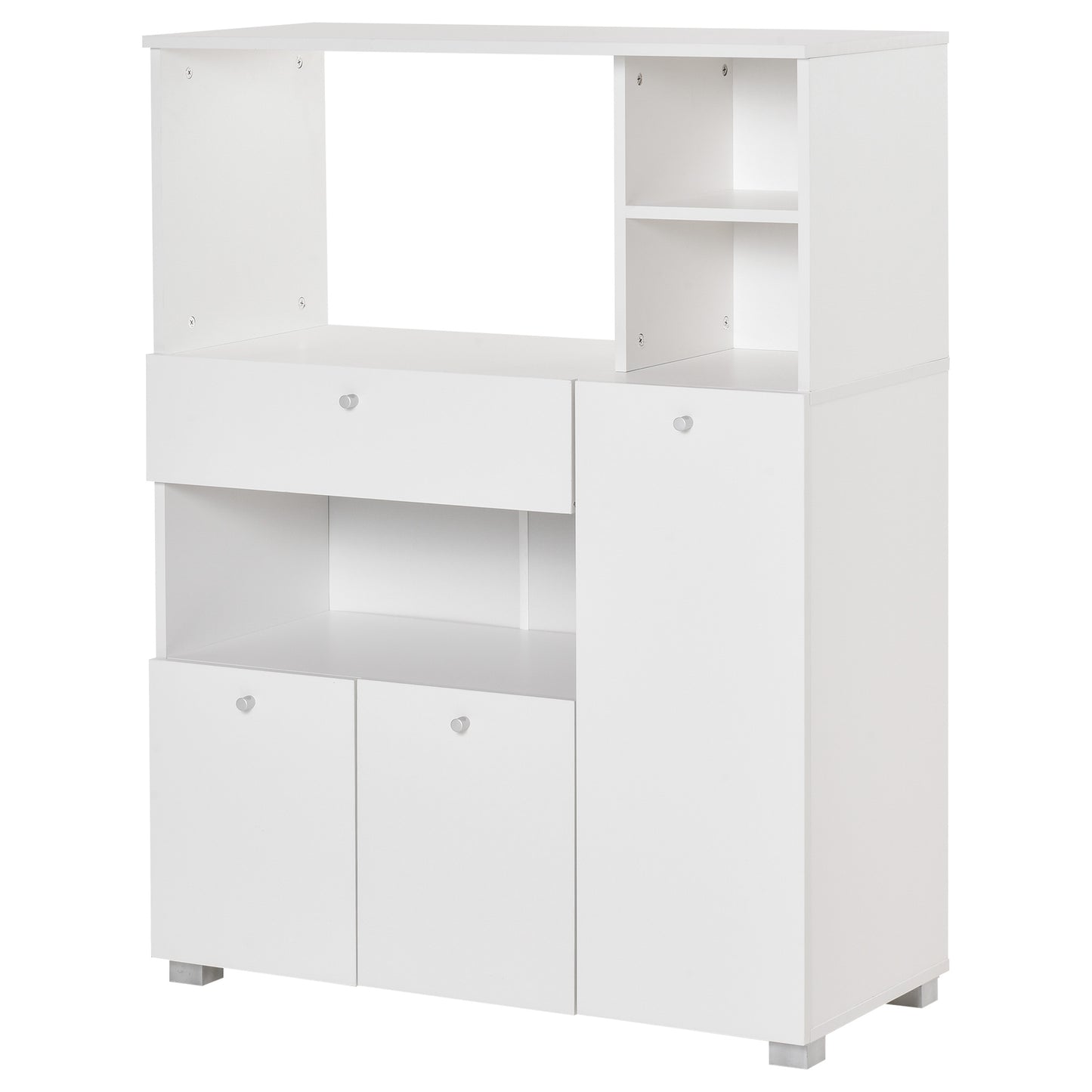 HOMCOM Kitchen Pantry Cabinet Compact Design with Microwave Stand Drawer Shelves White | Dipra Home