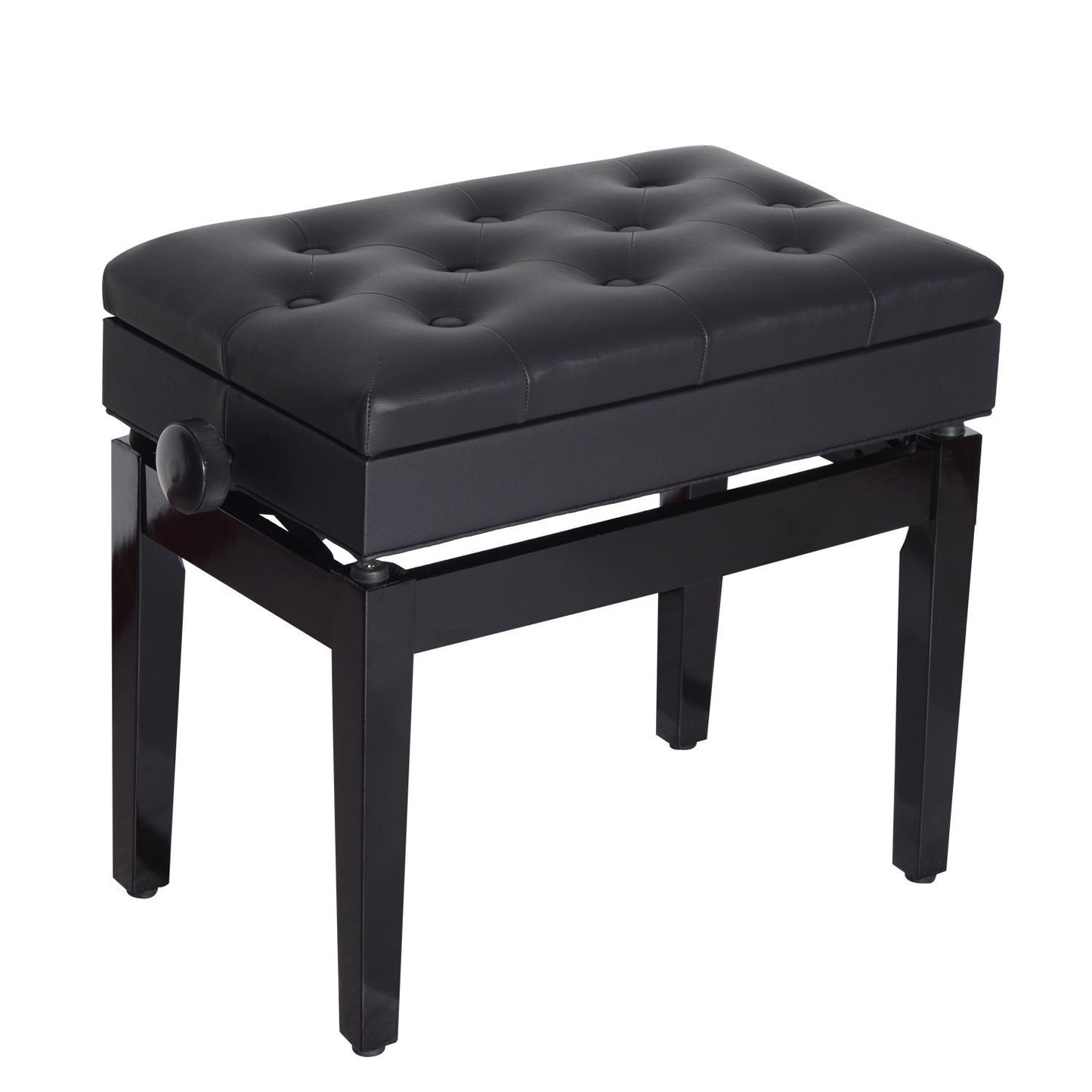 HOMCOM Height Adjustable Piano Bench w/ Thick and Soft PU Leather Padded w/ Enough Music Storage Design Black | Dipra Home