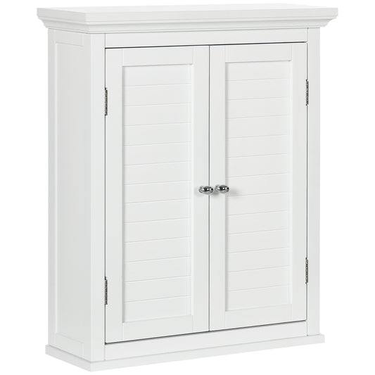 kleankin Space Savior: Over Toilet Storage Cabinet with Adjustable Shelf, Bathroom Wall Cabinet for Living Room Entryway, White Finish | Dipra Home