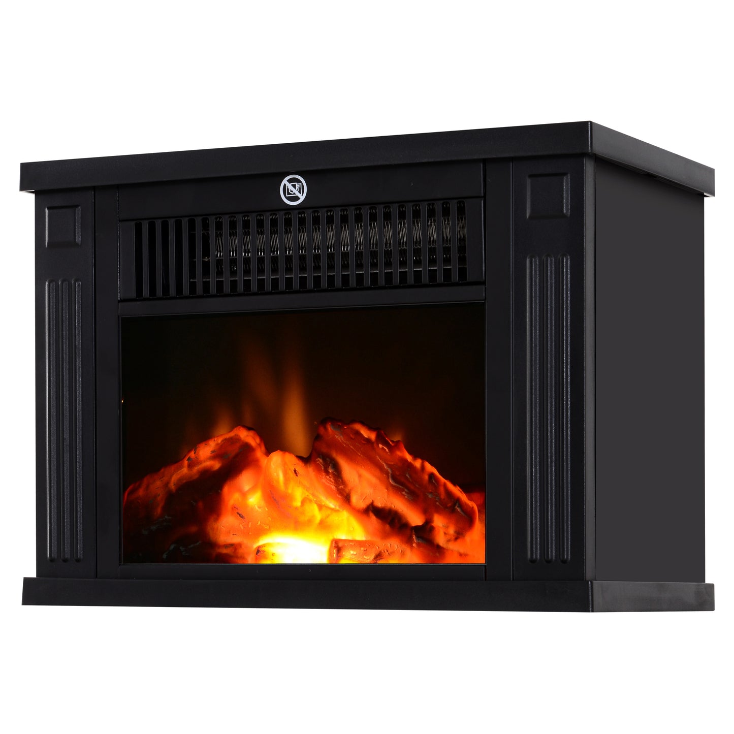 HOMCOM 14" 1000W Mini Standing Electric Fireplace Portable Heater with Overheating, Black | Dipra Home