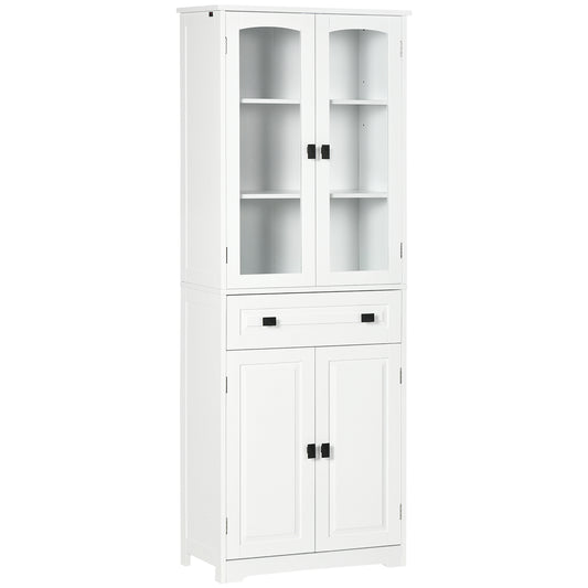 HOMCOM White 63" 4-Door Kitchen Pantry: Freestanding Storage Cupboard with Adjustable Shelves | Dipra Home