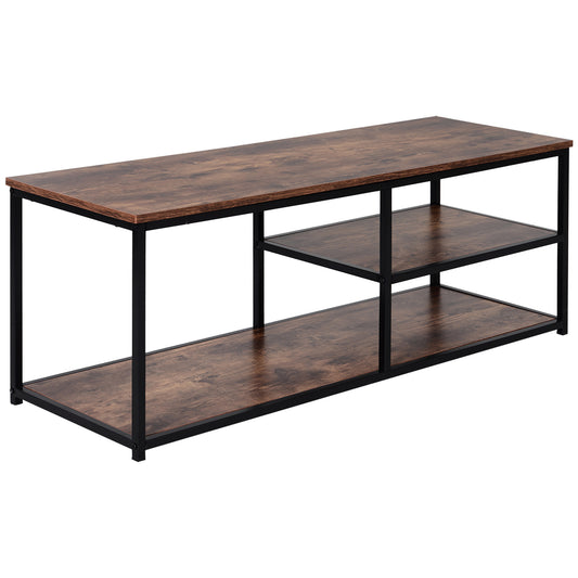 HOMCOM Industrial Chic: TV Stand with Metal Frame, 2 Shelves, and Storage Cabinet, Perfect for Living Room Decor | Dipra Home