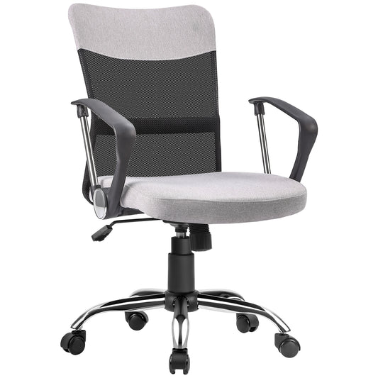 Vinsetto Ergonomic Mid Back Mesh Office Chair with Armrests Adjustable Height Comfort Grey and Black | Dipra Home