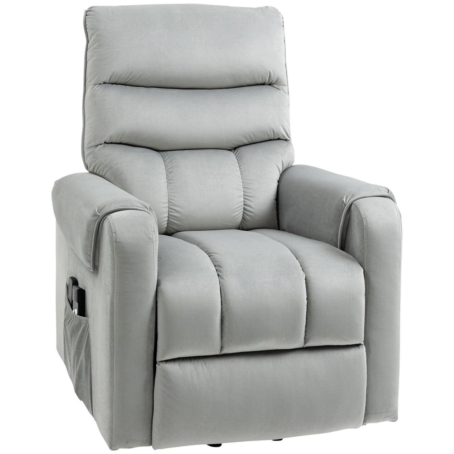 HOMCOM Massage Lift Recliner Chair: 8 Vibration Points, Footrest, Remote Control, Side Pockets, Grey | Dipra Home