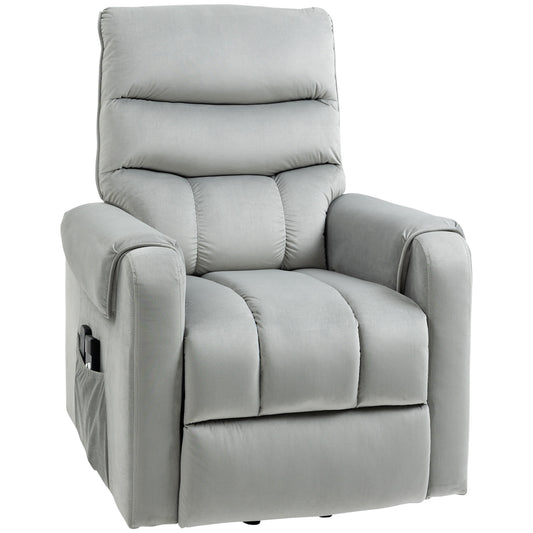 HOMCOM Massage Lift Recliner Chair: 8 Vibration Points, Footrest, Remote Control, Side Pockets, Grey | Dipra Home