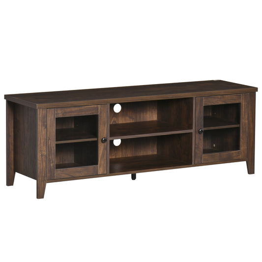 HOMCOM TV Stand: Modern, For TVs up to 60", Wood Console, Storage Doors, Entertainment Center, Coffee | Dipra Home