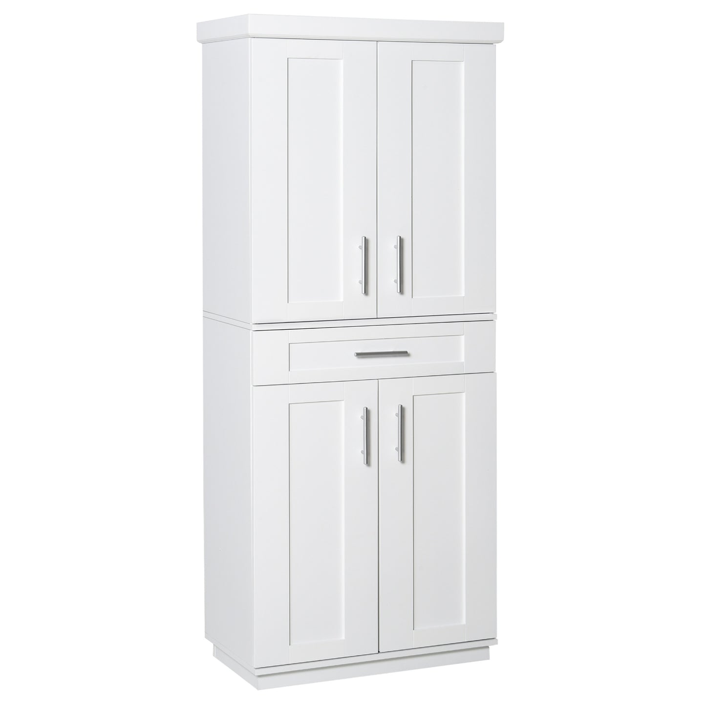 HOMCOM White Modern Pantry Cabinet: Freestanding Kitchen Cupboard with Doors, Shelves and Adjustable Shelving | Dipra Home