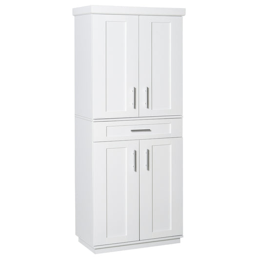 HOMCOM White Modern Pantry Cabinet: Freestanding Kitchen Cupboard with Doors, Shelves and Adjustable Shelving | Dipra Home