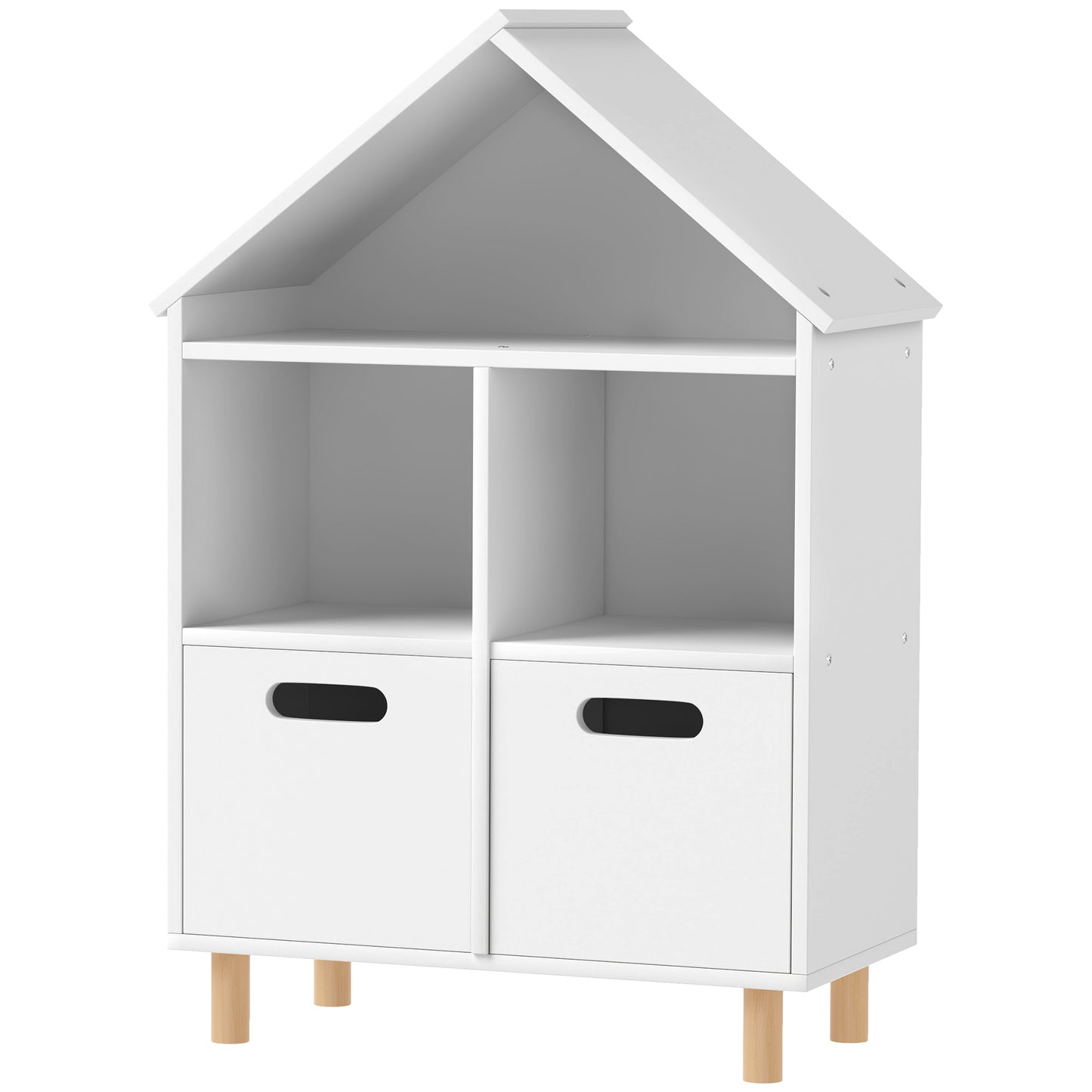 Qaba 3 Tier Kids Bookshelf with Two Drawers, for Bedroom, Kids Room, White | Dipra Home