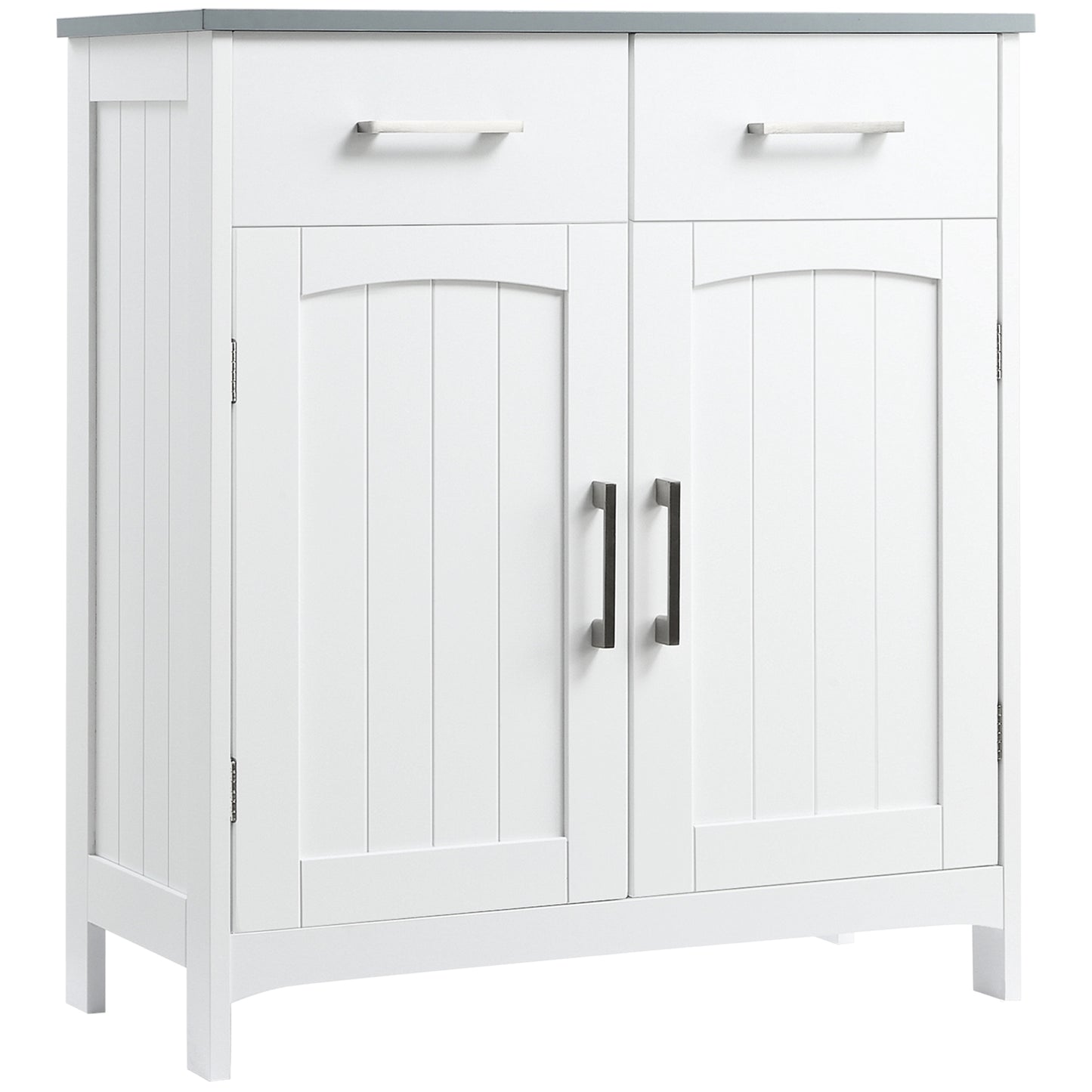 kleankin Freestanding Bathroom Storage Cabinet: 2 Drawers, Double Doors, Adjustable Shelf, White | Dipra Home